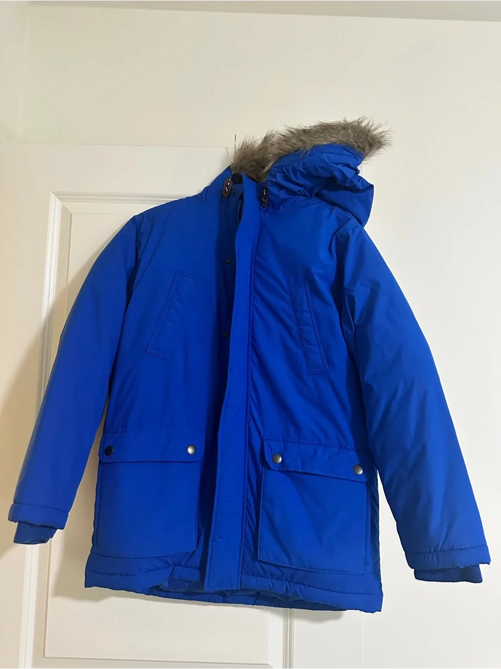 Old Navy Royal Blue Puffer Jacket with Faux Fur Hood
